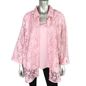 Alfred Dunner Pink 2Fer Top Plus Size 22W